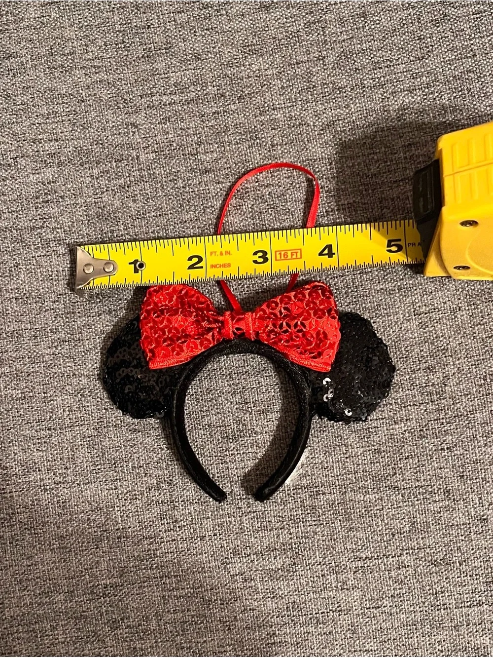 Disney Parks Authentic Minnie Mouse Sequin Ear Headband Ornament — Black & Red